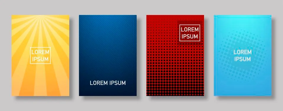 Set of geometric pattern background design. Dynamic colorful gradients. Minim Stock Illustration