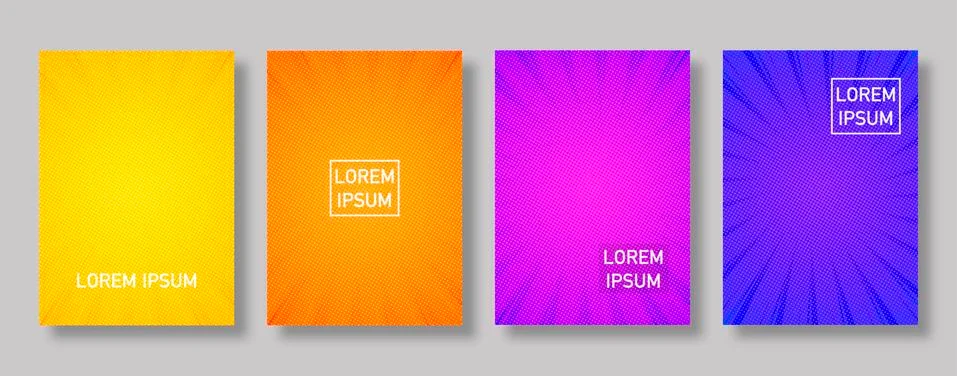 Set of geometric pattern background design. Dynamic colorful gradients. Minim Stock Illustration