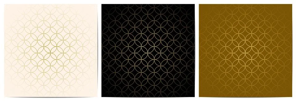 Set of geometric pattern gold circle overlapping luxury background ornamental Stock Illustration