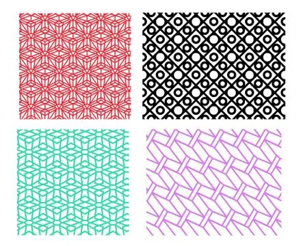 Set of geometric pattern in linear style Stock Illustration