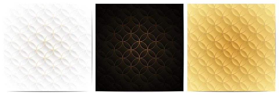 Set of geometric pattern luxury background with golden circle Stockillustratie