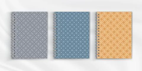 Set of geometric pattern notebook cover background design Stock Illustration