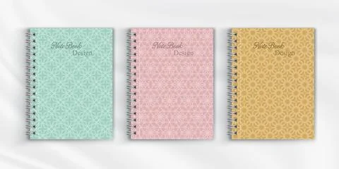 Set of geometric pattern notebook cover background design Illustrazione stock