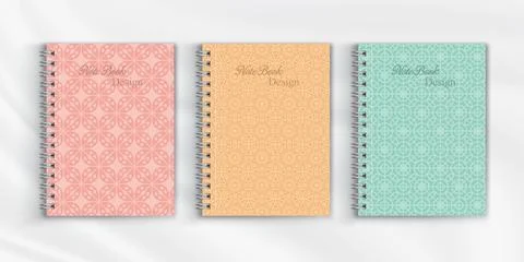 Set of geometric pattern notebook cover background design Stock Illustration