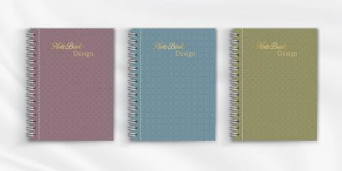 Set of geometric pattern notebook cover background design Stock Illustration