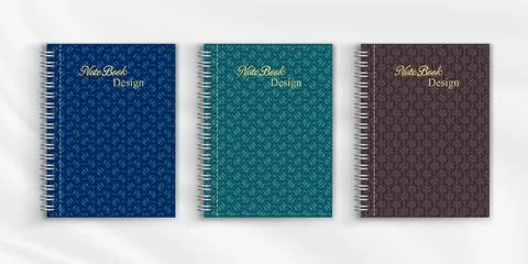 Set of geometric pattern notebook cover background design Stock Illustration