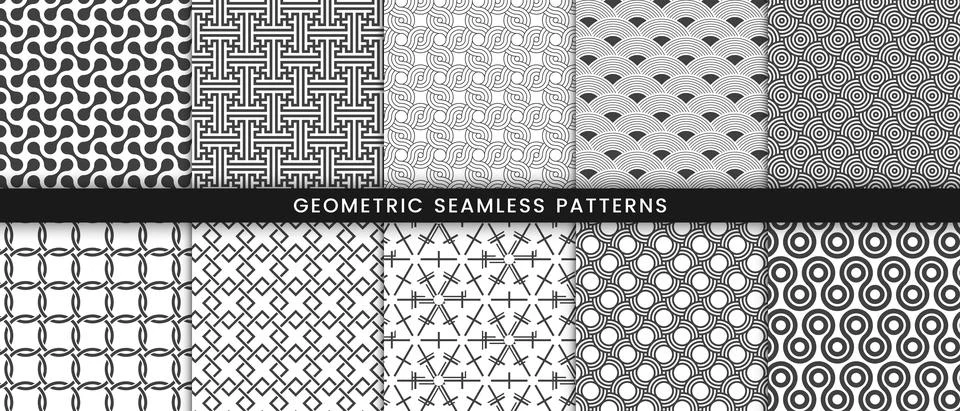Set of geometric pattern traditional background Stock Illustration
