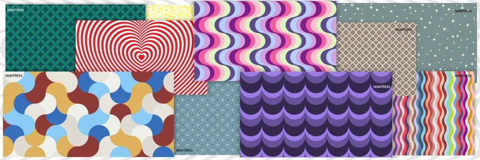 A set of geometric patterns. Stock Illustration