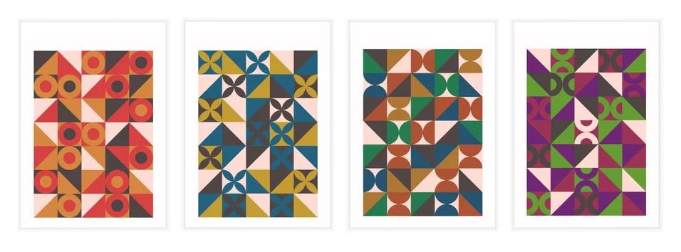 Set of geometric patterns in the style of minimalism. Stock Illustration