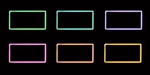 Set geometric rectangle glowing desktop icon, neon sticker, neon geometric イラスト素材
