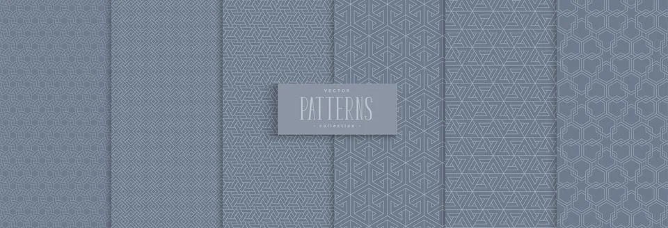 Set of geometric seamless pattern blue background Stock Illustration