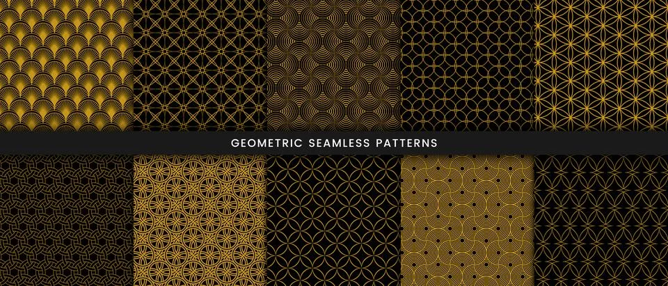 Set of geometric seamless pattern circle design Stock Illustration