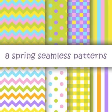 Set of Geometric Seamless Pattern in easter colors Stock Illustration