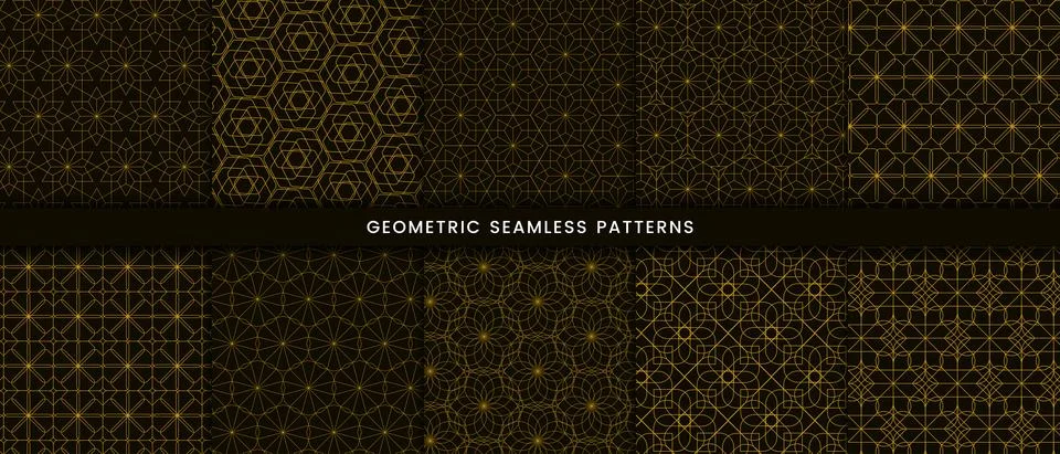 Set of geometric seamless pattern floral design Stock Illustration