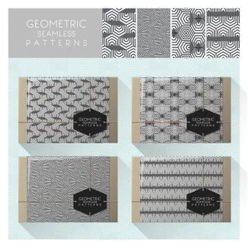 Set of geometric seamless pattern Stock Illustration