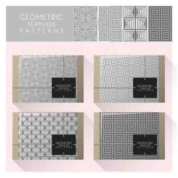 Set of geometric seamless pattern Stock Illustration