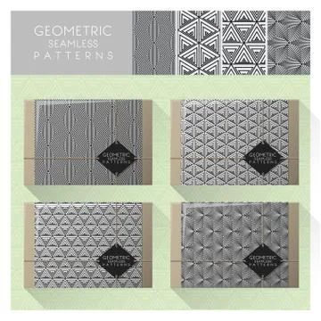 Set of geometric seamless pattern Stock Illustration