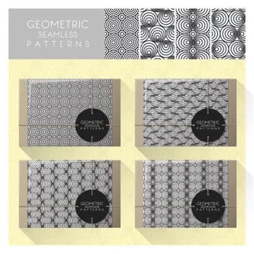 Set of geometric seamless pattern Stock Illustration