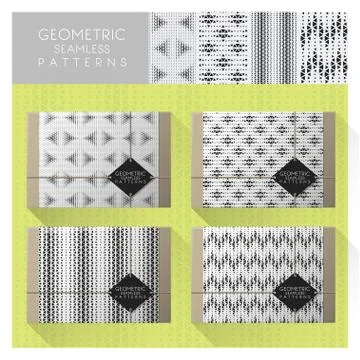 Set of geometric seamless pattern Stock Illustration