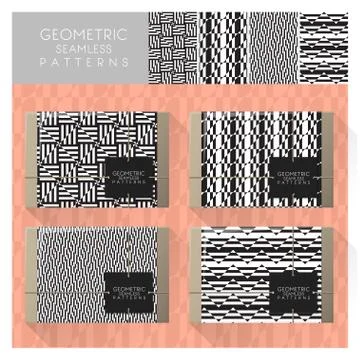 Set of geometric seamless pattern Stock Illustration