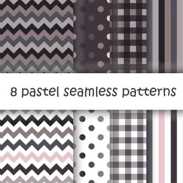Set of Geometric Seamless Pattern in pastel colors Stock Illustration