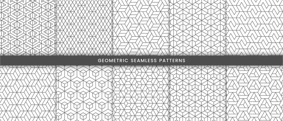 Set of geometric seamless pattern polygonal shape Stock Illustration