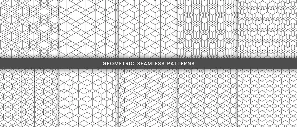 Set of geometric seamless pattern polygonal shape Stock Illustration