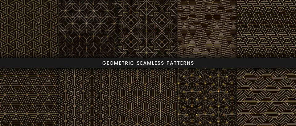 Set of geometric seamless pattern polygonal shape Stock Illustration