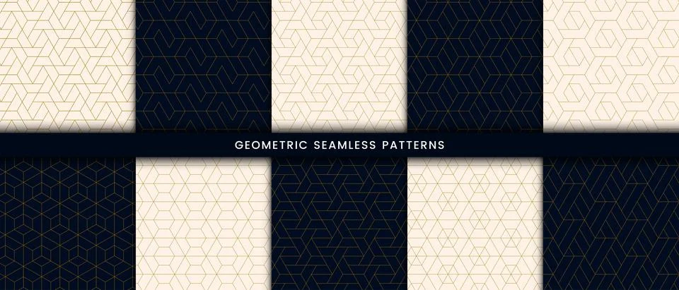 Set of geometric seamless pattern polygonal shape Stock Illustration