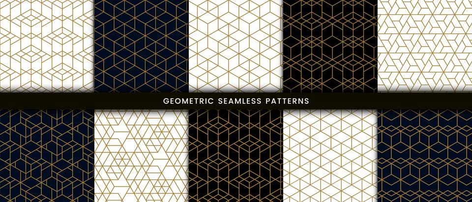 Set of geometric seamless pattern polygonal shape Stock Illustration
