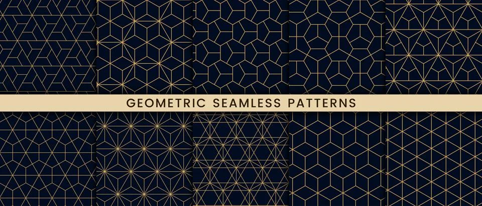 Set of geometric seamless pattern polygonal shape Stock Illustration