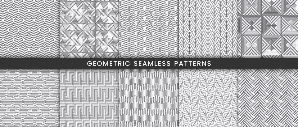 Set of geometric seamless pattern stripes lines Stock Illustration