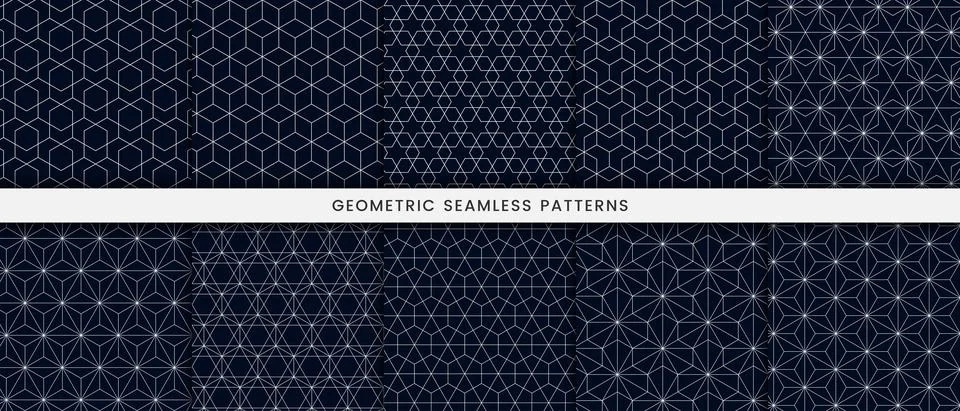Set of geometric seamless pattern traditional design Stock Illustration