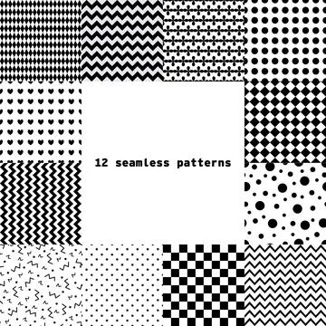 Set of geometric seamless patterns. Abstract geometric patterns. Vector illustra Stock Illustration