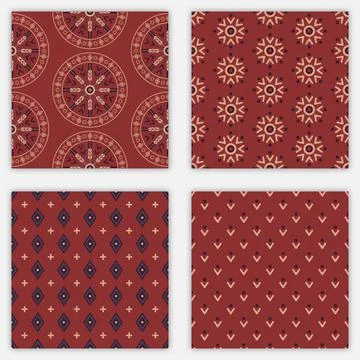 Set of geometric seamless patterns. Boho vector illustration. Cute and cozy Illustrazione stock