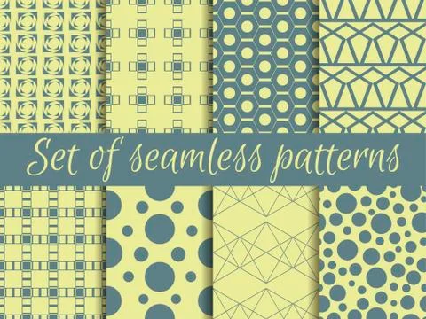Set of geometric seamless patterns. Design with circles and lines. Vector. イラスト素材
