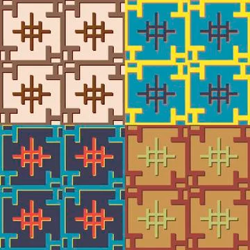Set of geometric seamless patterns Illustration