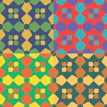 Set of geometric seamless patterns Illustration