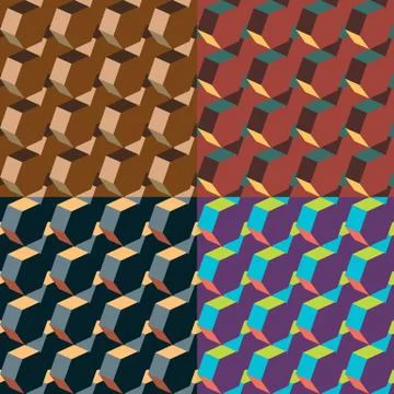 Set of geometric seamless patterns Illustration