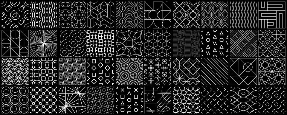 Set of Geometric seamless patterns Stock Illustration