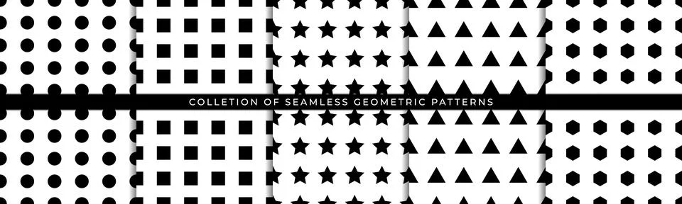 Set of Geometric seamless patterns. Seamless geometric pattern isolated on wh Stock Illustration