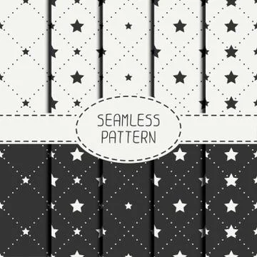 Set of geometric seamless stars pattern. Collection of wrapping paper. Paper for Stock Illustration