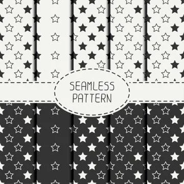 Set of geometric seamless stars pattern. Collection of wrapping paper. Paper for Stock Illustration