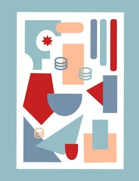 Set of geometric shapes. Abstract background shapes with brutalism style Stock Illustration