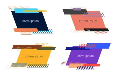 Set of geometric shapes badges elements isolated on white background Stock Illustration