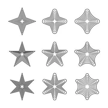 Set of Geometric Star Shapes Vector Illustration Stock Illustration