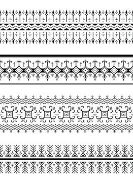 Set of Geometric tattoo bracelets border. Tribal sleeve seamless pattern vector Stock Illustration