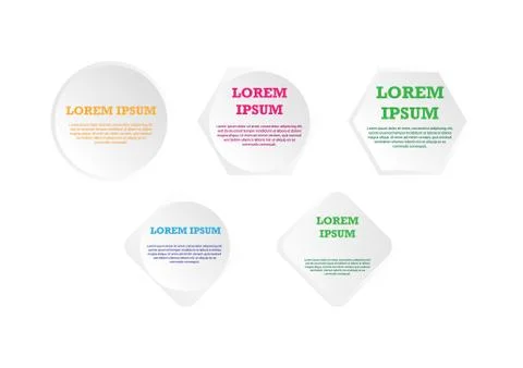 Set of geometric templates consisting of a circle, square, and hexagon for in Stock Illustration