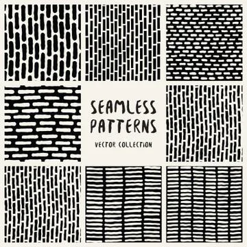 Set Geometric Vector Seamless Pattern Stock Illustration