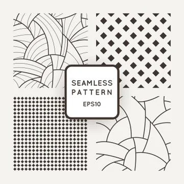 Set of geometric vector seamless patterns 스톡 일러스트